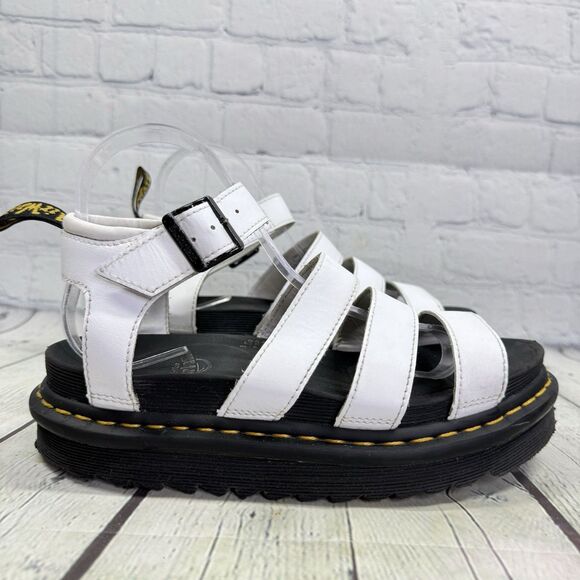 Dr Marteens Blaire Sandals Women Size 8 White Straps Chunky Platform Y2K Shoes - Picture 1 of 11